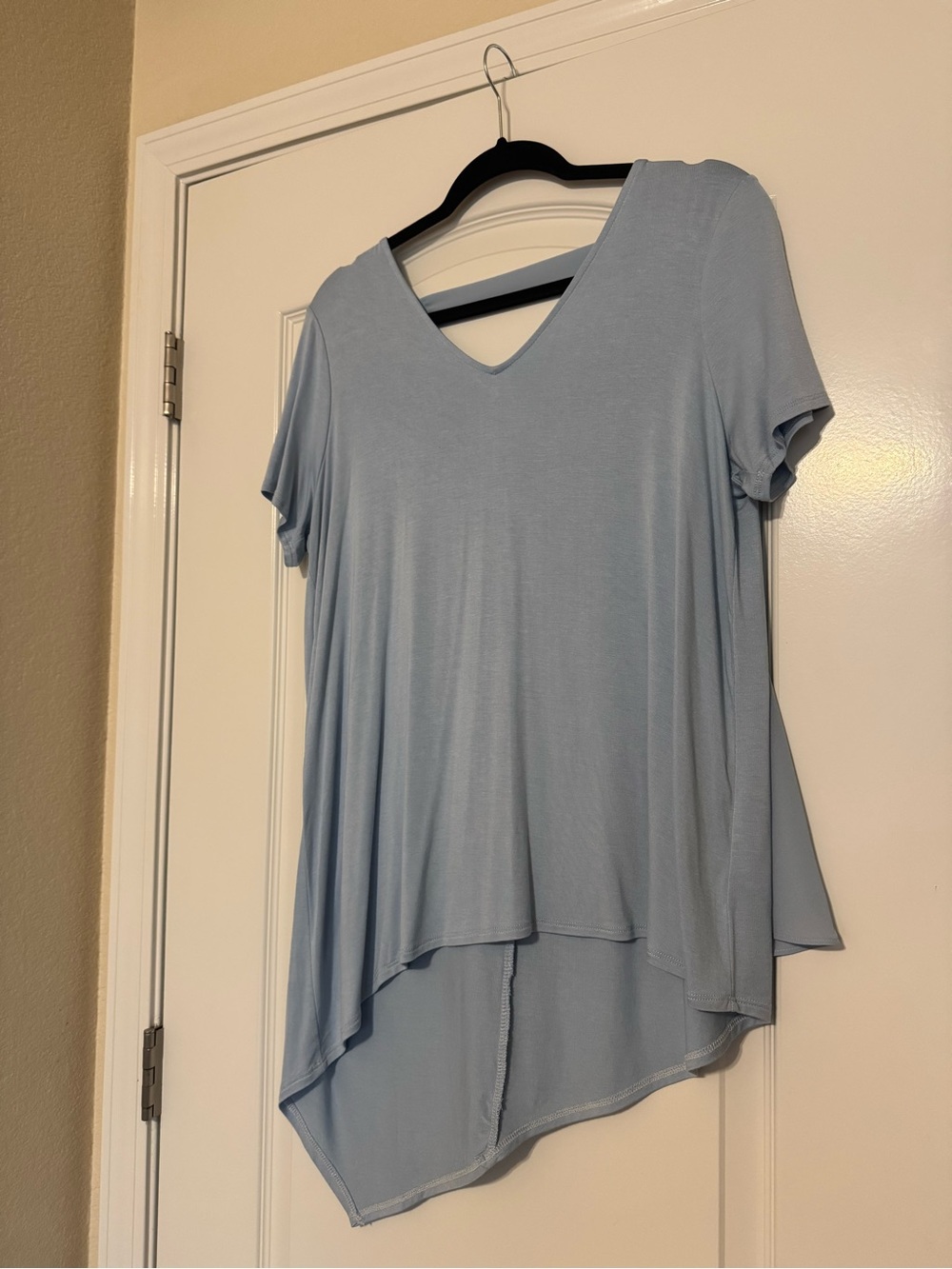 Lisa Rinna Collection Light Blue V-Neck High-Low Tunic